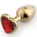 Малая анальная пробка с кристаллом в форме сердца золотой,красный